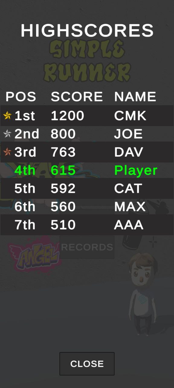 SimpleRunner score screenshot